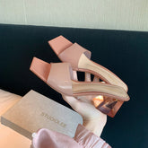 Women's Mom Summer Square Head Rhinestone Transparent Crystal Heels